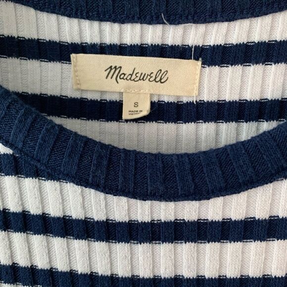 Madewell Ribbed Tank Midi Dress Stripe Size Small - Picture 6 of 8